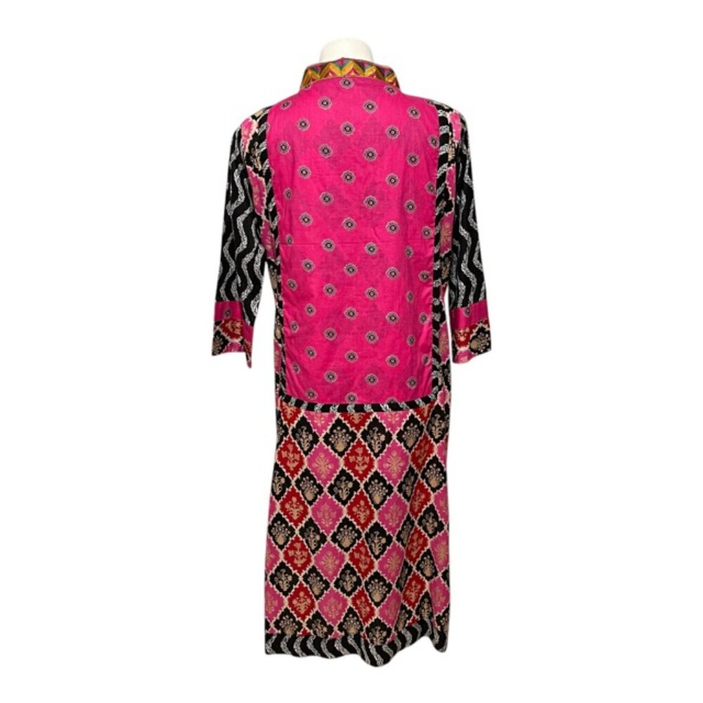 Unbranded Medium Large Black Side Slit Long Sleeve Embroidered Kaftan Midi Dress - Picture 5 of 6